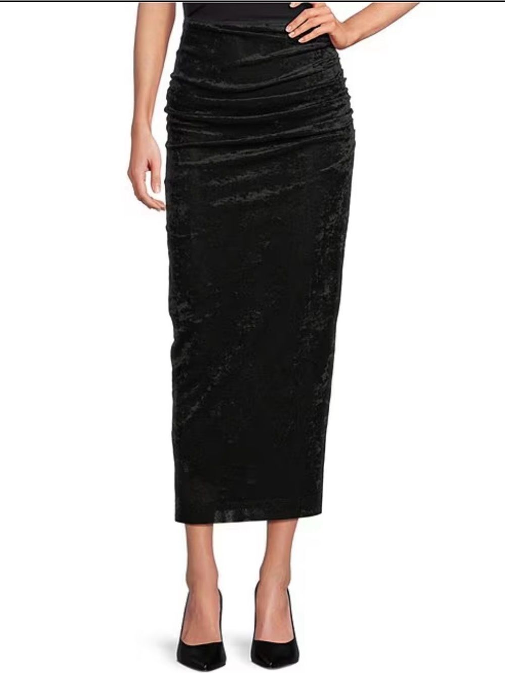 NWT Antonio Melani Mischa Flocked Mesh Ruched Side Maxi Skirt Black Size 0